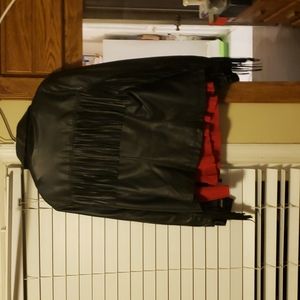 Black pleather jscket with tassles